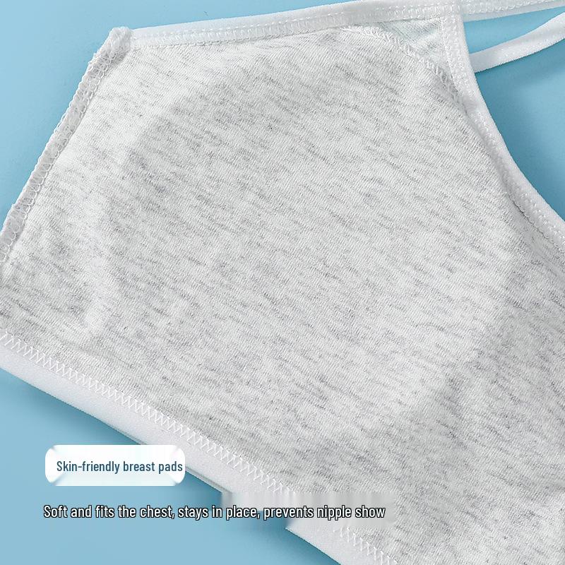 Girls' Pure Cotton Fixed Cup Bandeau Vest - Breathable Youth Bra for High School Students