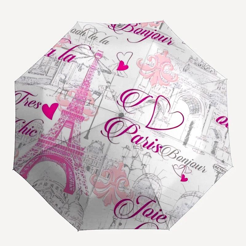 

1pc Paris Eiffel Tower Auto-Fold Umbrella with One-Touch Open/Close - 8 Reinforced Ribs for Windproof Stability, yy251118159