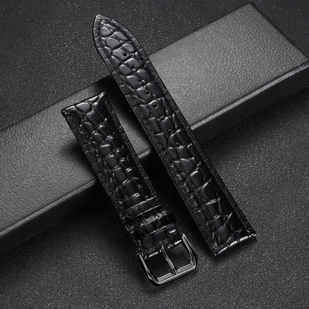 Crocodile Pattern Design Leather Watchband 12/14/16/17/18/19/20/21/22/24mm Soft Watch Straps Men Women Casual Business Wristband