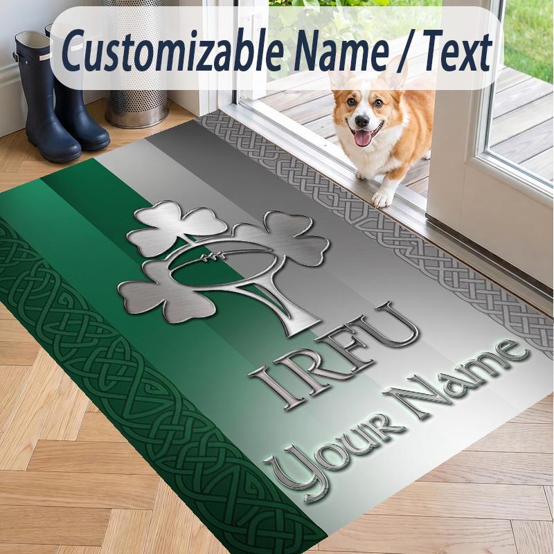 Custom Text Printed Rug Ireland Rugby Non Slip Floor Carpet For Home Room Decor