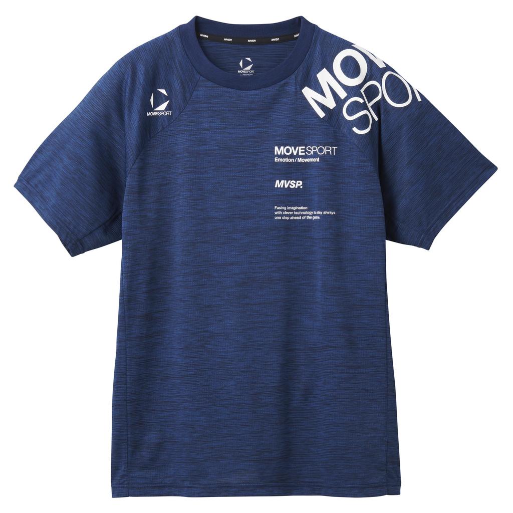 MOVE SPORT Breathe Plus Short Highly Crew DMMPJA61 NV01 Men's T-Shirt, Sleeve, Stretch, Moisture-Wicking, Quick-Drying, Breathable, Neck, Descente,