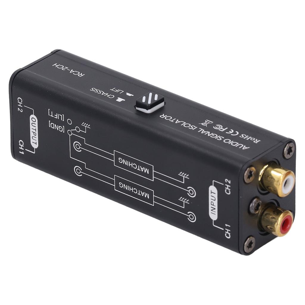 2 Channel Ground Loop Noise Isolator Sound Signal Filter Hum Eliminator 2CH for Conference Microphone Mixer Player