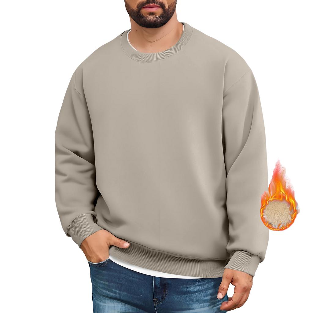 Men's Lined Sweatshirts Premium Heavy-weight Fleece Pullover Thick Thermal Sweatshirts