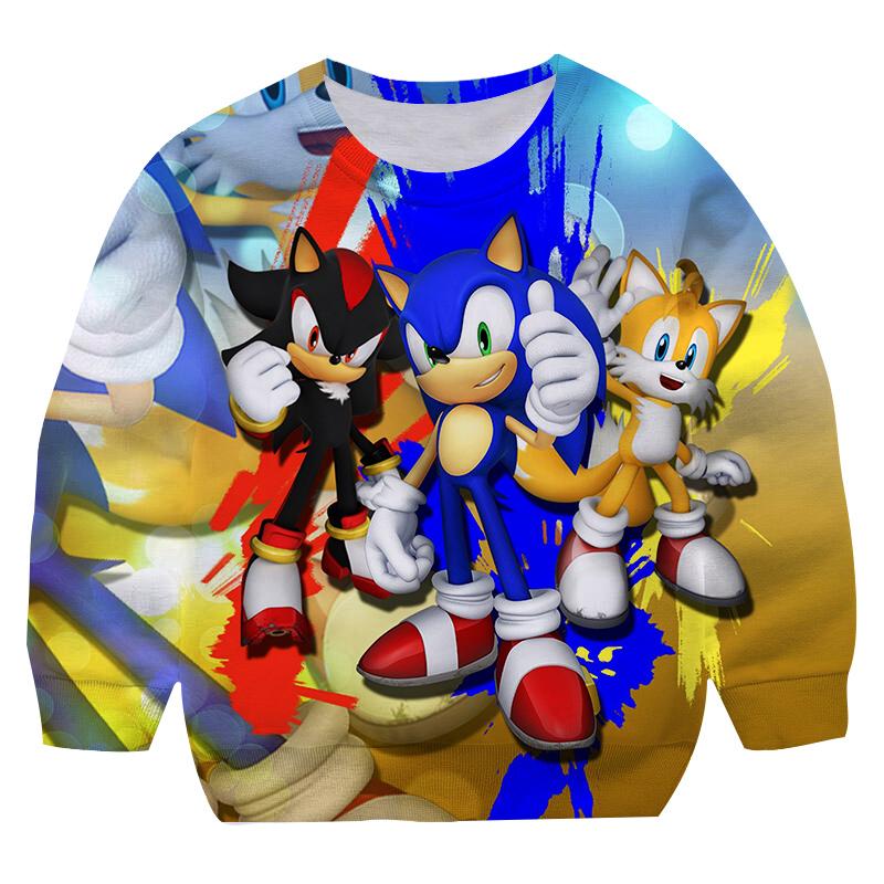 MINISO 2025 jaar Nieuwe stijl Jongens 4-14 Jaar Kleding Cartoon sonic Ronde kraag hoodies Meisjes Sweatshirts Hoodie pasvorm kindermaten 100-160cm 5-6 Years
