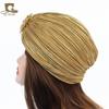 Noble gold pleated Indian hat headscarf hat with gold brooch accessories TJMG warm