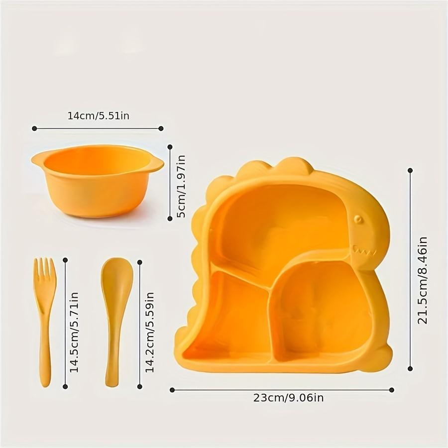 Dinosaur-Themed Silicone Dinner Plate With Divided Compartments-Large Capacity, Creative Design For All Seasons - Perfect For Kitchen & Restaurant Use