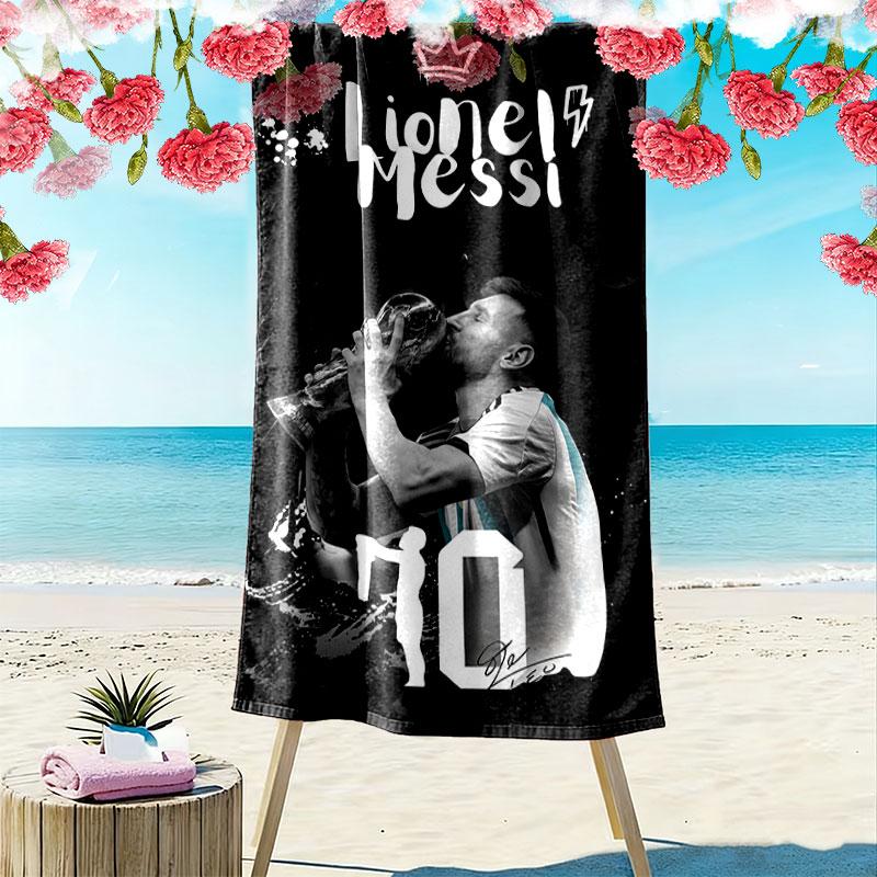Messi Flame Print Beach Towel, Large Soft Quick Dry Towel for Beach Camping Swimming