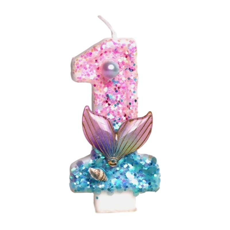 Ocean Mermaids Themed Birthday Number Candle Paraffins Wax Safe For Kids Girls Parties And Cake Toppers Decorations