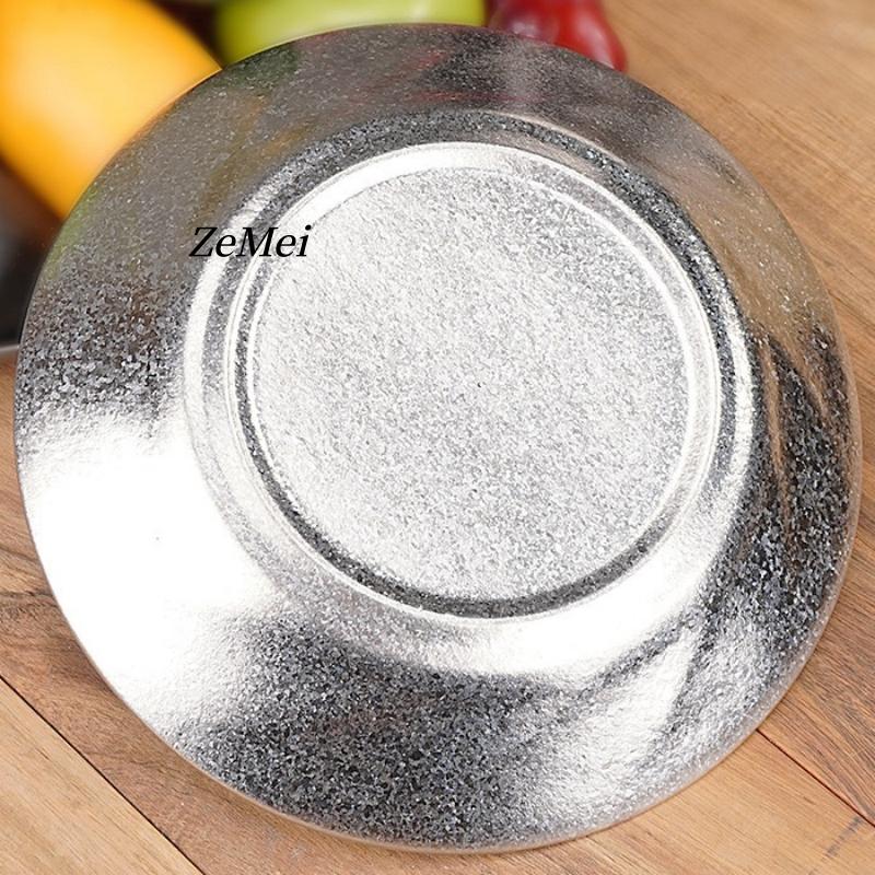 Pure Titanium Circle Silver-Gray Pasta Plate,Heat-Resistant Home Fruit Plate Dinner Dishes Grill Tray Tableware,Kitchenware