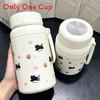 Cat Pattern Insulated Large Capacity Water Bottle With Leakproof Lid For Students And Commuters