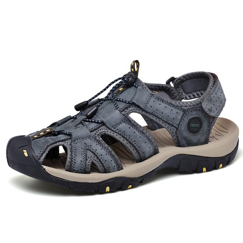 First-Layer Cowhide Toe-Cap Sandals For Men  New Beach Shoes Men S Cowhide Non-Slip Casual Outdoor Shoes 39