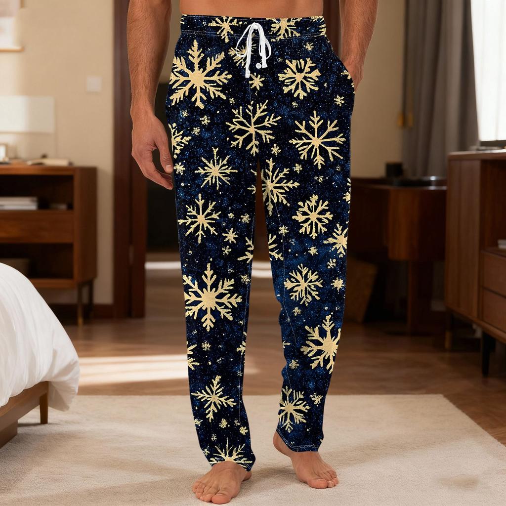 Herre Ensfargede Strikkede Ensfargede Lomme Fritidsbukser Hjem Pyjamasbukser