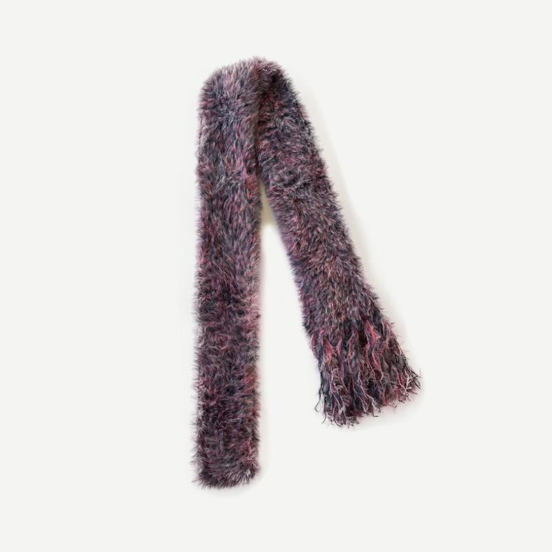 Niche Segment dyed Imitation Mink Hair Handmade Tassel Thin Narrow Scarf for Women in Autumn and Winter Decorative Style Soft Scarf