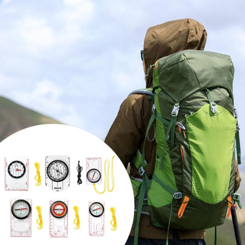 Orientation Compasses, Hiking Navigation Map Scale Ruler Compasses, Multifunctional Magnifier Compasses for Map Reading