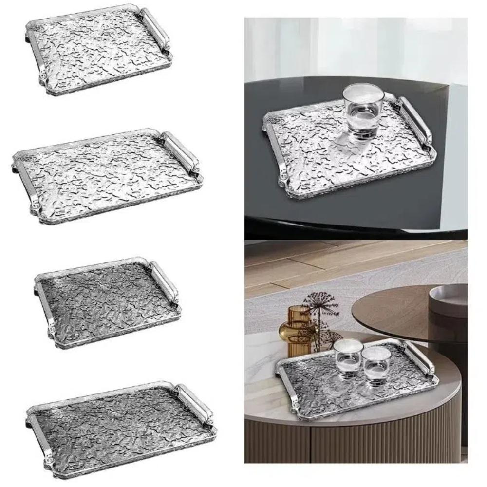Decorative Water Ripple Storage Tray Light Luxury Dessert Plate Clear Tea Cup Tray  Household