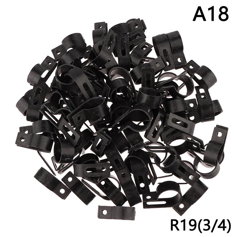 100Pcs/Pack U-Type R-Type Nylon Clamp Cable Clips Plastic Hose Fasteners Mount Fix Hardware Electrical Fitting Wire Management