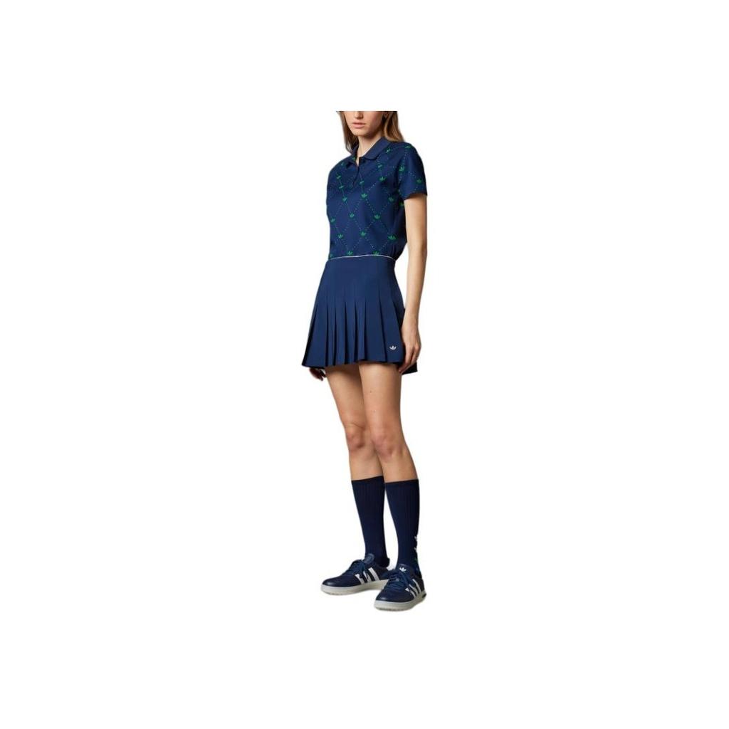 Adidas Originals SS25 Pleated Fashion Soft Comfortable Versatile Casual Skirt Women skirts Night-Indigo JC6771