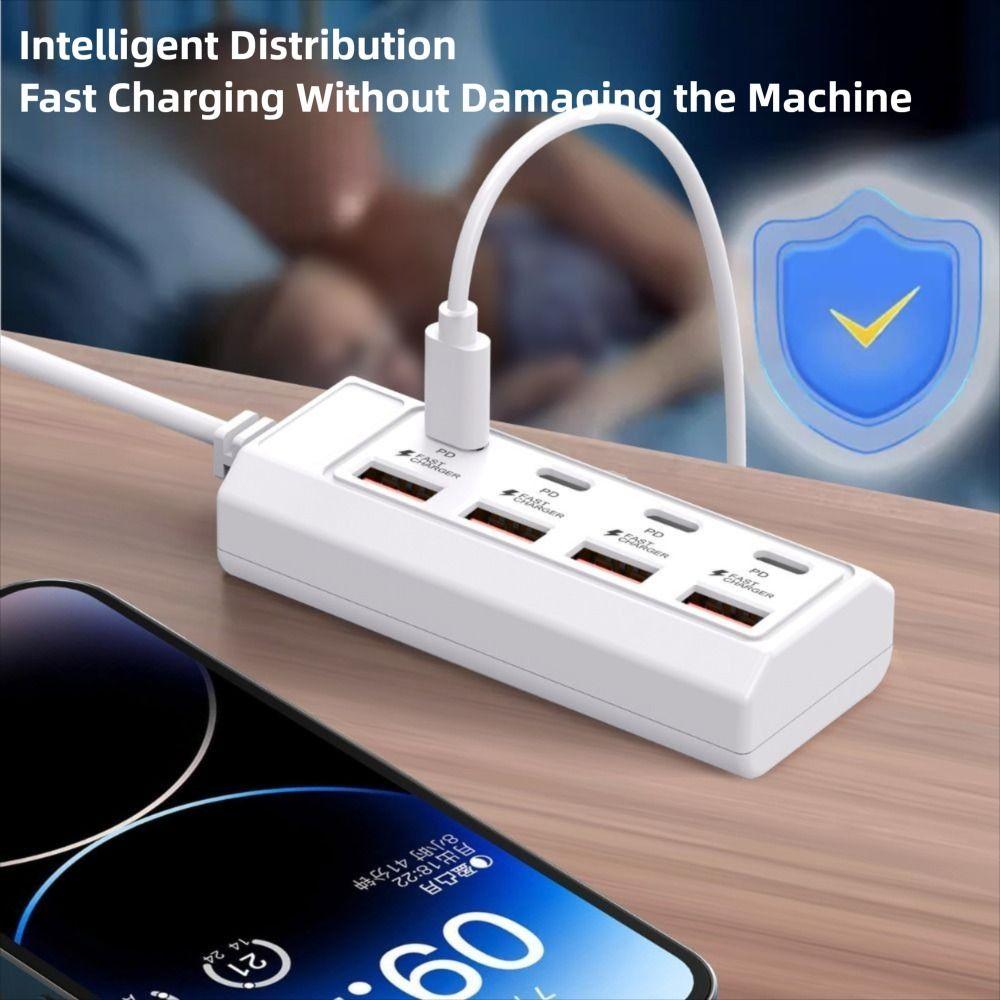 4USB 4Type-c Charger Socket 8 in 1 Power Outlet Adapter Compatible with Computers/Plugs