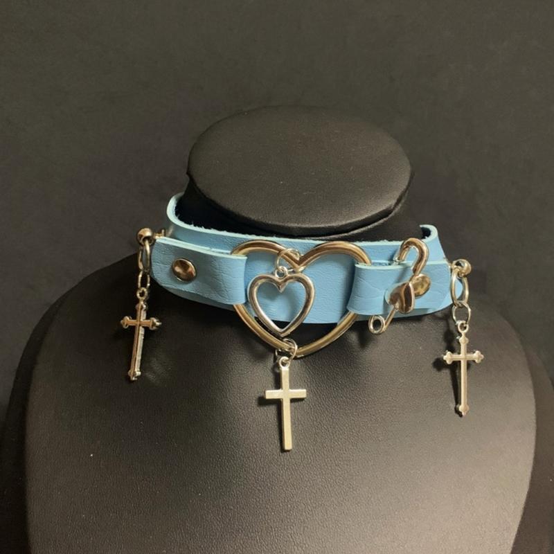 Heart Choker Gothic Cross Choker Necklace Leather Choker Necklace Women Halloween Jewelry