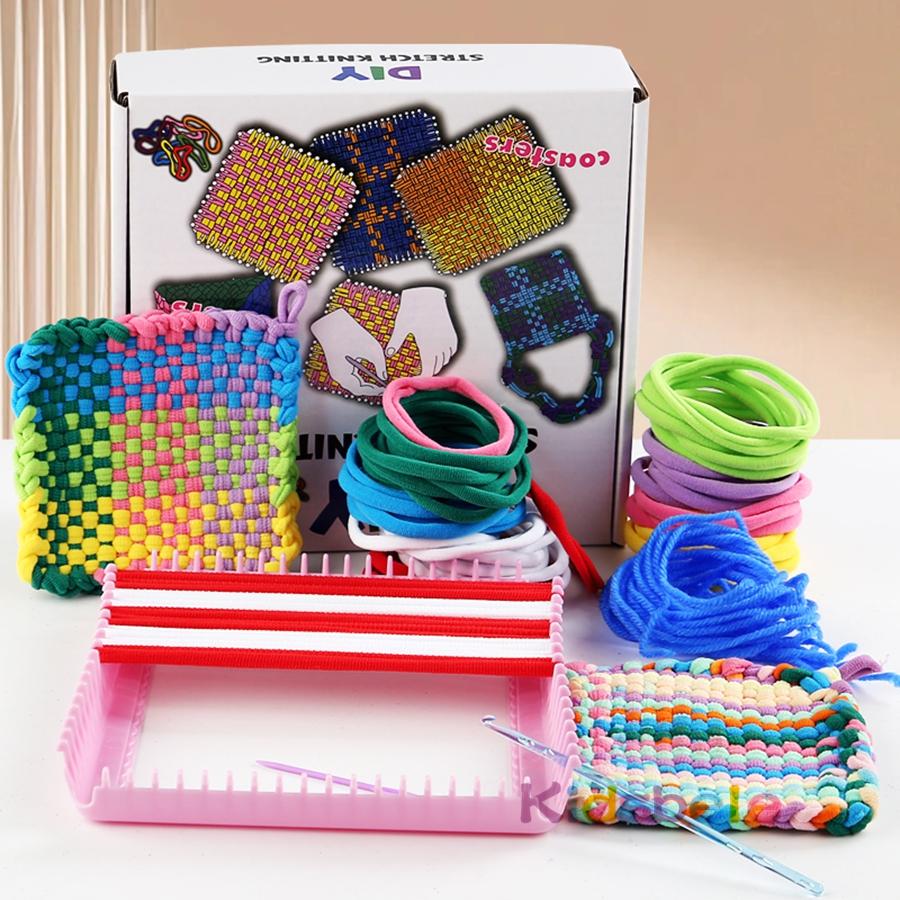 Kids Diy Weaving Loom Kit Colorful Craft Flexible Potholder Knitting Wallet Handmade Braiding Toy For Early Creative Development