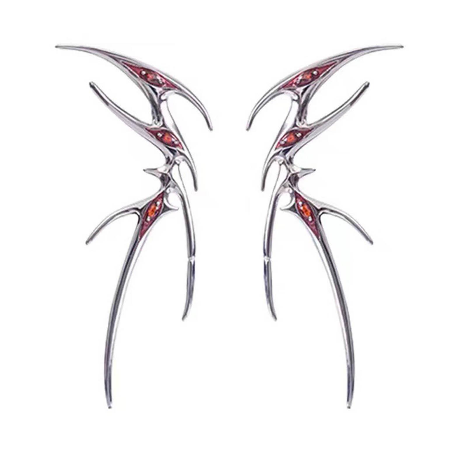 

Серьги-клипсы в виде панк-бабочки, эмалевые капли, масляные стразы, серьги-клипсы в виде эльфа для женщин и девочек, ювелирные изделия для вечеринки, подарок