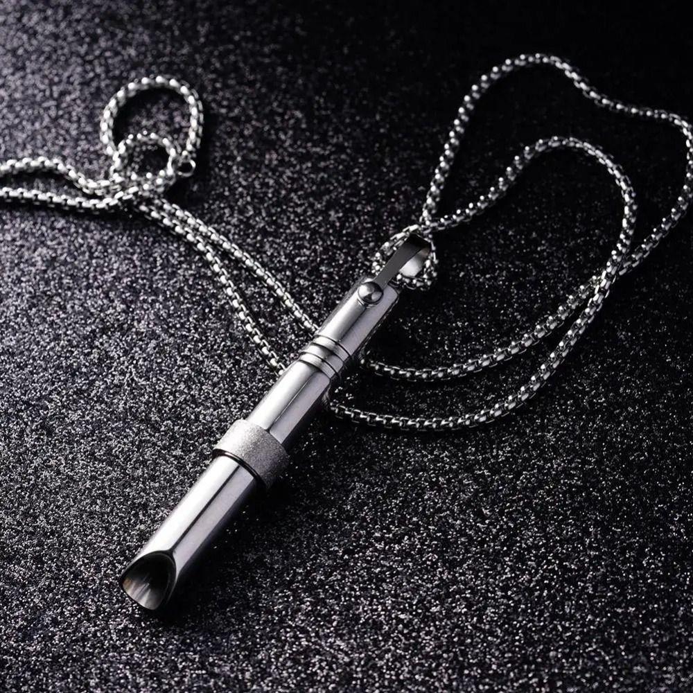 Stainless Steel Mindfulness Pendant Meditation Tool Meditation Necklace Breathing Whistle Couple