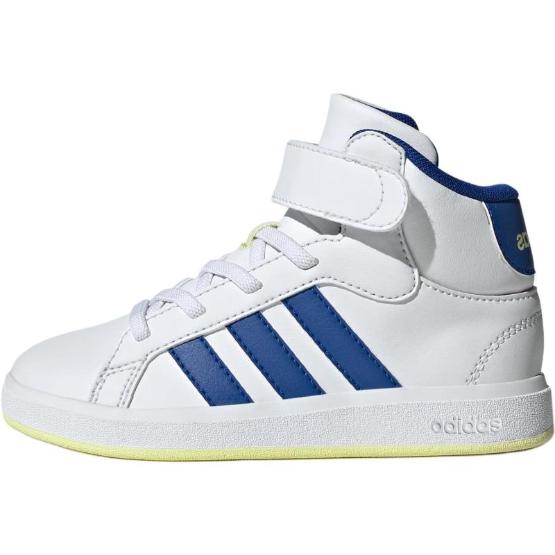 

Adidas GRAND COURT Abrasion Resistant Mid top Kids Skateboarding Shoes White Blue Kids Sneakers JR2584 34