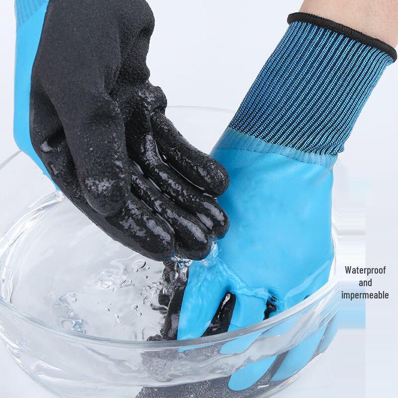 Shuangan L878 Abriebfeste Wasserdichte Latex-Schaumstoff-Arbeitshandschuhe