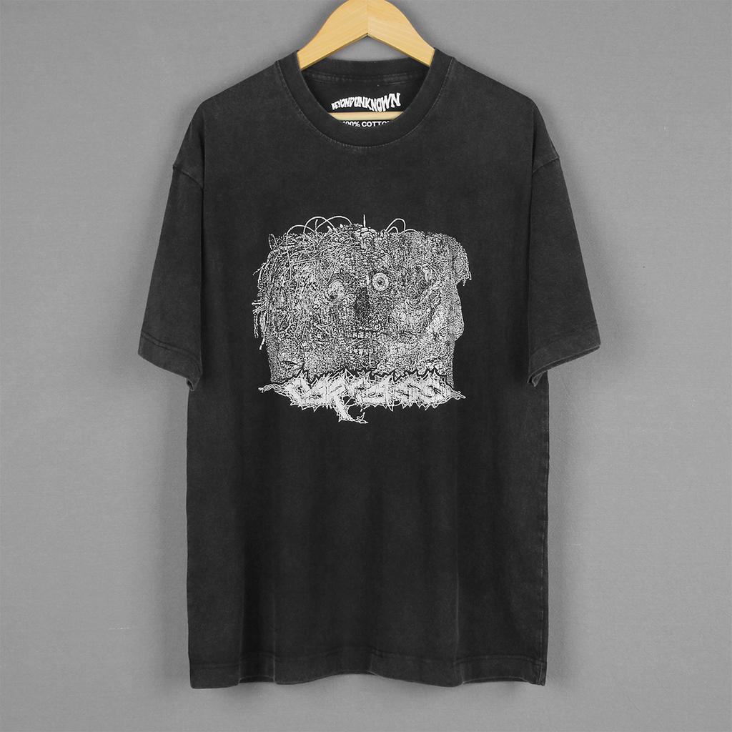 Carcass T Shirt Grindcore Death Metal Band Merch Heartwork Vintage Mens Washed Cotton Short Sleeve Metalhead Clothing Shirt