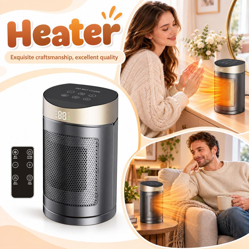 Kleiner Keramik-Heizlüfter mit Fernbedienung und 70°-Oszillation, Heizgerät