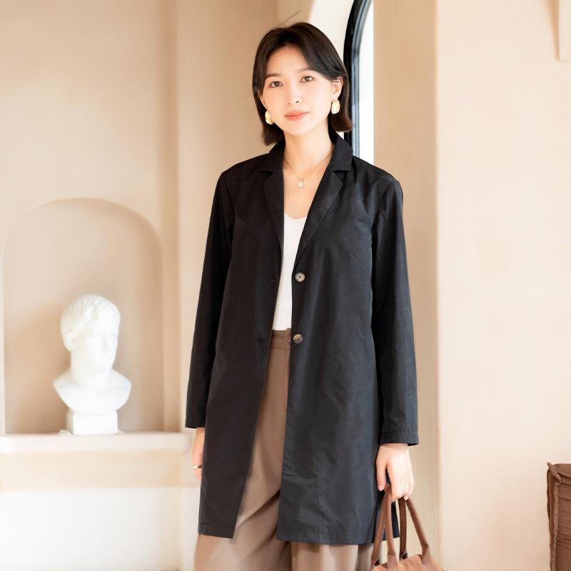 YUN Damen Klassischer Temperamentvoller Midilanger Trenchcoat - 2025 Herbst Schlankmachende Petite-Passform