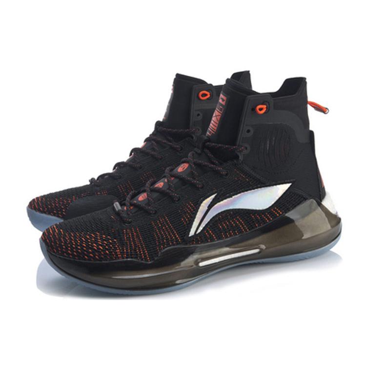 Li Ning YuShuai 13 Boom Fabric Slip Resistant Abrasion Resistant High Top Basketball Shoes Men's Black Orange ABAP031-2