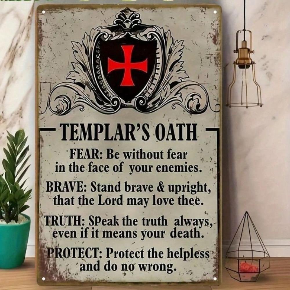 Arte de Pared de Metal Caballeros Templarios Decoración Medieval para Sala de Estar