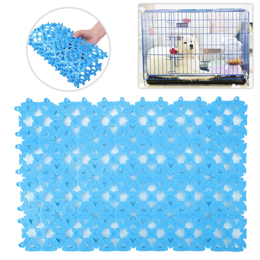 Dog Cat Pet Mat Plastic Spliced Hollow Anti Slip Pads for Pet Cage Mat Bathroom Floor (Blue)