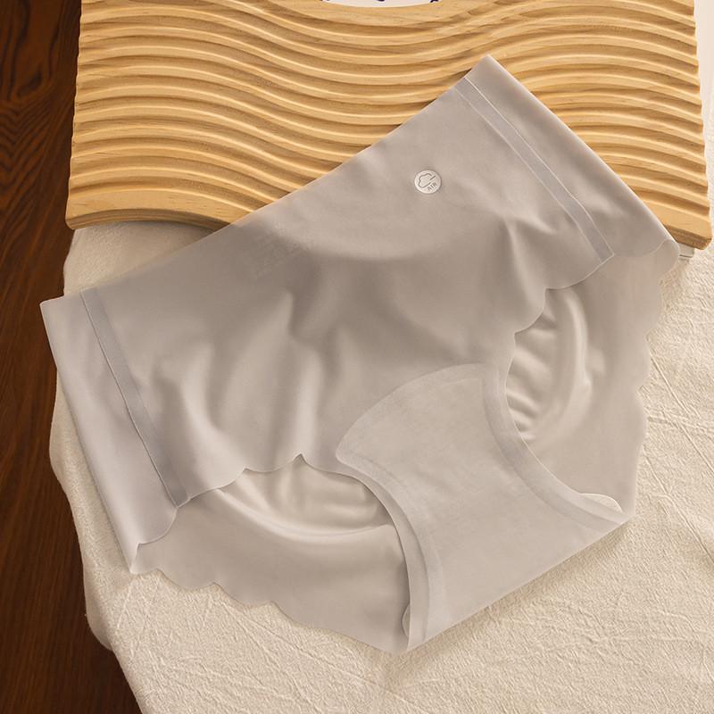 Comfortable And Breathable 7a Women s Ice Silk Mid Waist Underwear With Cotton Lining M синий