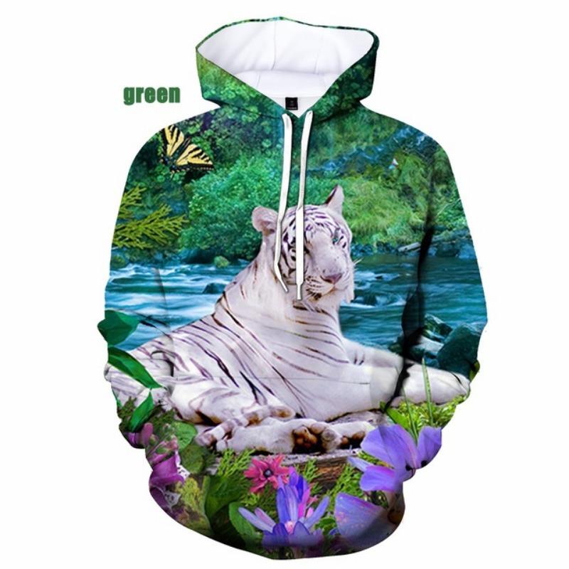 Fashion Men/Women Couples 3d Print Dreamy Tiger Hoodies Casual Sweatshirt
