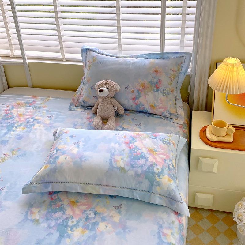 2pcs New Style Small Floral Small Fresh Ins Style Floral Washed Pillowcases One Pair Household Pillowcases