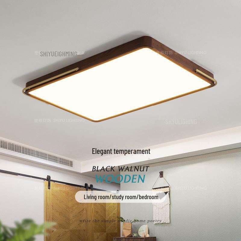 

Modern Walnut Wood & Copper Ceiling Lamp: Stylish Chinese Design for Living Room, Bedroom, or Dining Room 30cm - No Copper Edge