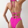 Women Bikini Set Two Piece Swimsuit Top with Adjustable Straps and Mid Rise Bottom Shell Chain Swimwear