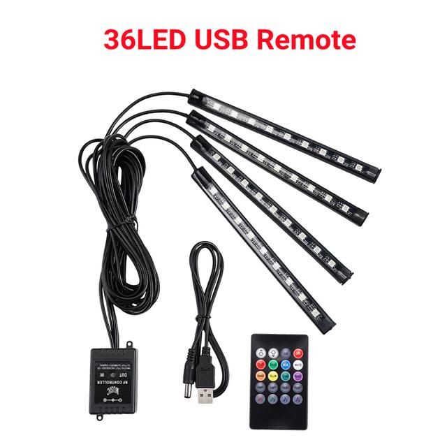 LED-Auto-Fuß-Umgebungslicht mit USB-Neon-Stimmungsbeleuchtung, Hintergrundbeleuchtung, Musiksteuerung, App, RGB, dekorative Atmosphäre im Auto-Innenraum