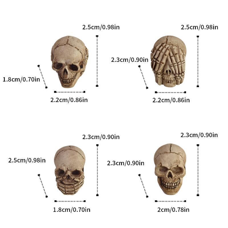 20Pcs Mini Skulls Small Skeleton Head Realistic Crafts Halloween Garden Bonsai Courtyard Flowerpot Decor