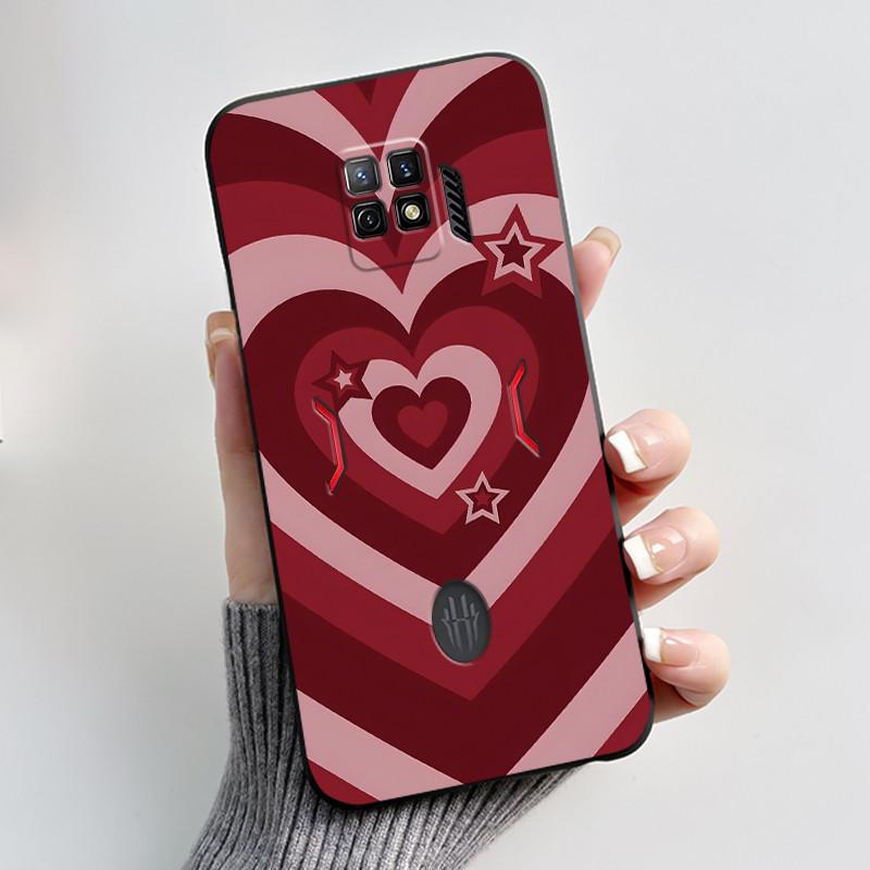 For Nubia Red Magic 7 Pro Case NX709J Back Cover Cute Heart Rabbit Black Soft TPU Phone Case For Red Magic 7S Pro NX709S Shell
