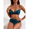 Damen sexy einfarbiger Badeanzug tiefer V-Ausschnitt Bademode weiblicher Monokini High-Waist Bikini-Set zweiteiliges Badeanzug-Set