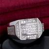 Anello Geometrico da Dito da Uomo con Strass Intarsiati, Gioiello per Matrimonio, Festa, Regalo