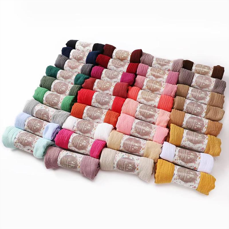 Crinkled Rayon Scarf Shawl: Solid Color, Natural Wrinkle, Fringed, Beach Towel, Bride/Bridesmaid/Party Evening Dress Accessory.