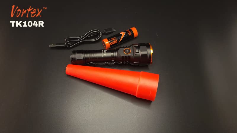Vortex TK104R Rechargeable 4200 Lumens Button Lock Dimmable High Output LED Traffic Wand Professional Flashlight with Level Charge Indicator &