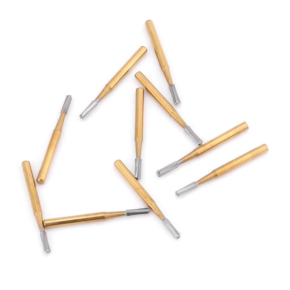 10pcs FG 1958 Tungsten Steel Dental Crown High Speed Cutting Burs (Gold)