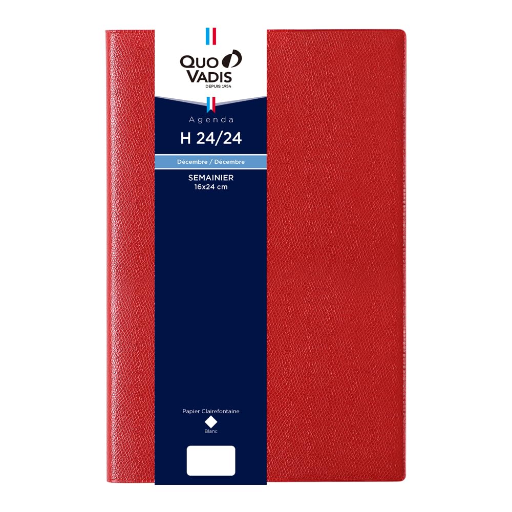 

Quo Vadis 2026 Edition Planner Diary H24/24 Ampara (Weekly Vertical, Starting December 2025, B5 Variant, 16 x 24cm, French Edition) Red (qv02701rd)
