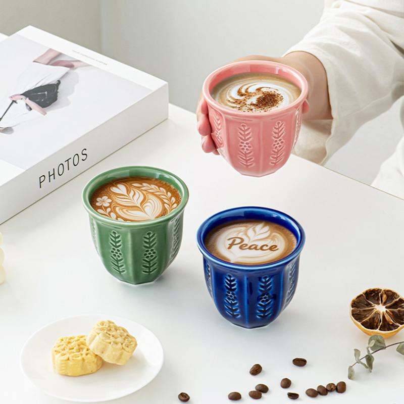 1PC Coffee Cup Showcases Taste Smooth Surface Various Places Ceramic Homes Retro Pattern Design Texture Easy to Clean Enjoy Life