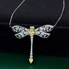 Tancise Biżuteria Ważka Wisiorek Kropla 8*10 Wysokiej Węgla Diament Łańcuch Obojczyka Owad S925 Srebrny Naszyjnik Kobieta 40 + 3.